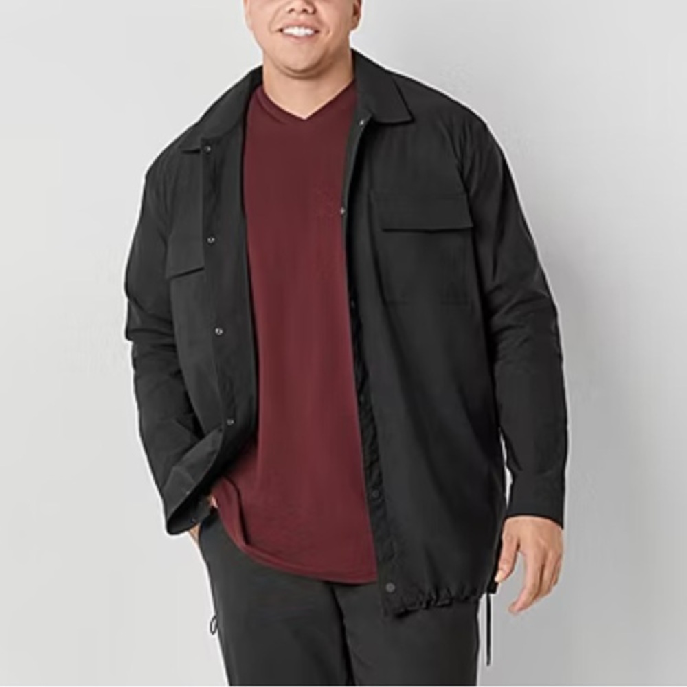 STYLUS Men's Black Lightweight Shirt Jacket